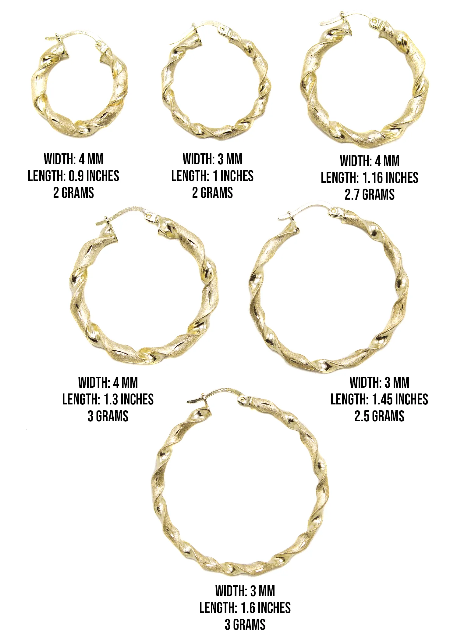 10K Womens Gold Hoop Earrings | Customizable Size