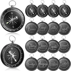 36 Pcs Engraved Bible Verses Compass Bulk,Christian Gifts for Fathers Day,Religious Hiking Compass for Men,Vintage Church Keepsakes for Sunday School,First Communion,Graduation