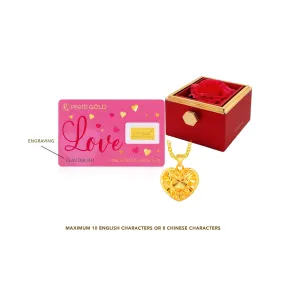 999.9 Pretti Gold 愛 LOVE Bar Bundle - Heartstrings Gold Necklace