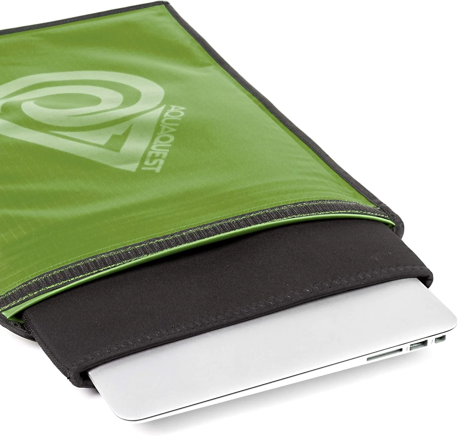 AquaQuest Storm Laptop Sleeve - 100% Waterproof, Lightweight, Durable, Padded Case - Protective Computer Pouch Cover Bag- 15 Inch - Green