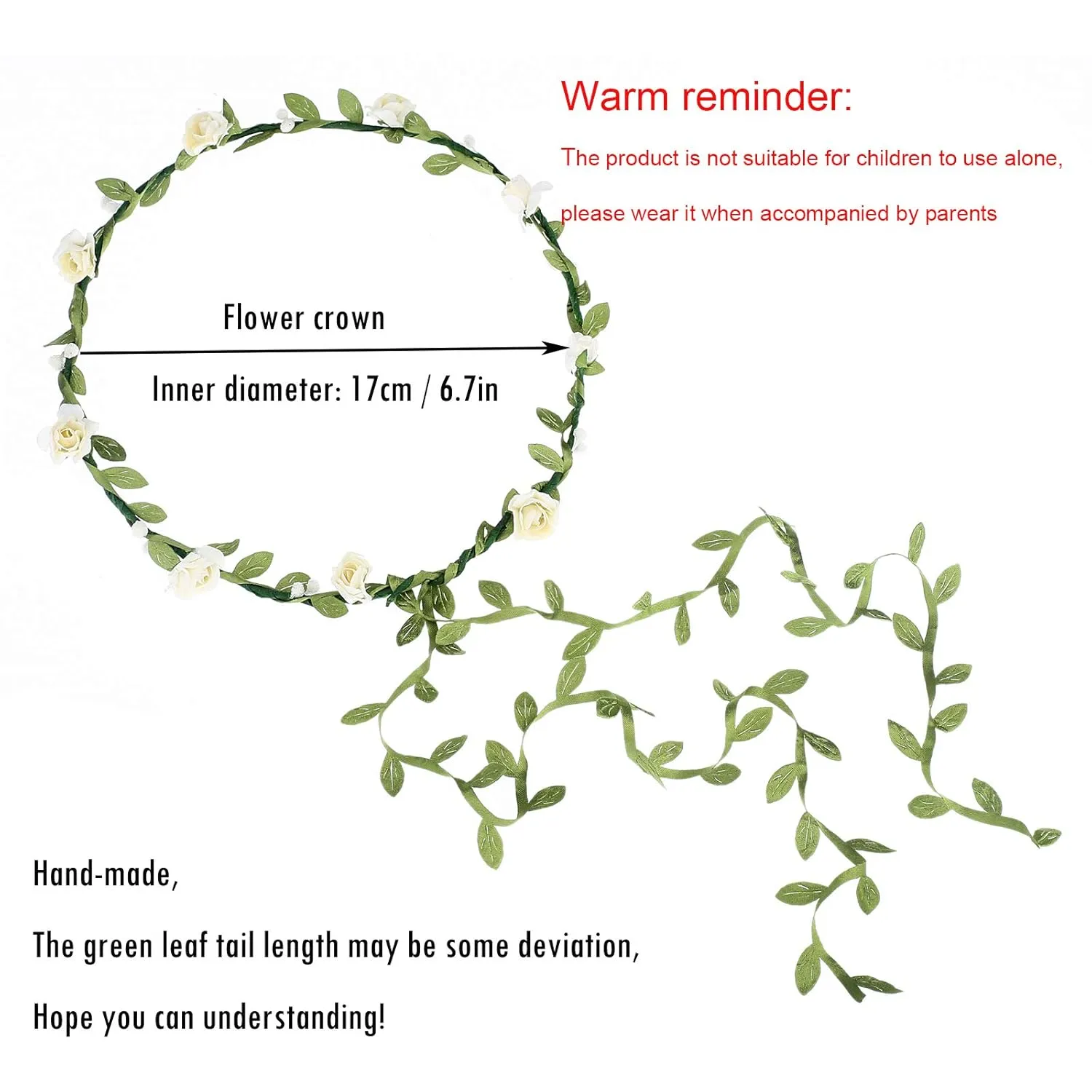 AWAYTR Fashion for Bohemian Style Wedding Bride Bridal Headdress Floral Flower Garland Headwear Headbands (Cream white)