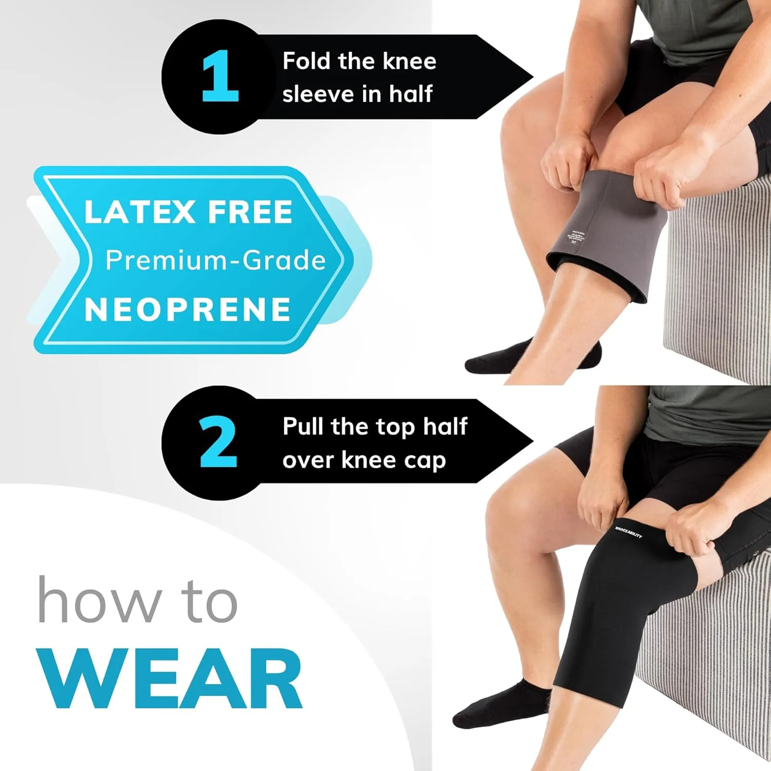 BraceAbility Plus Size Neoprene Knee Sleeve - Bariatric Knee Compression Sleeve for Large Legs and Big Thighs, Arthritis Joint Pain Support Knee Brace for Obese - Fits Men and Women (5XL Wide Calf)