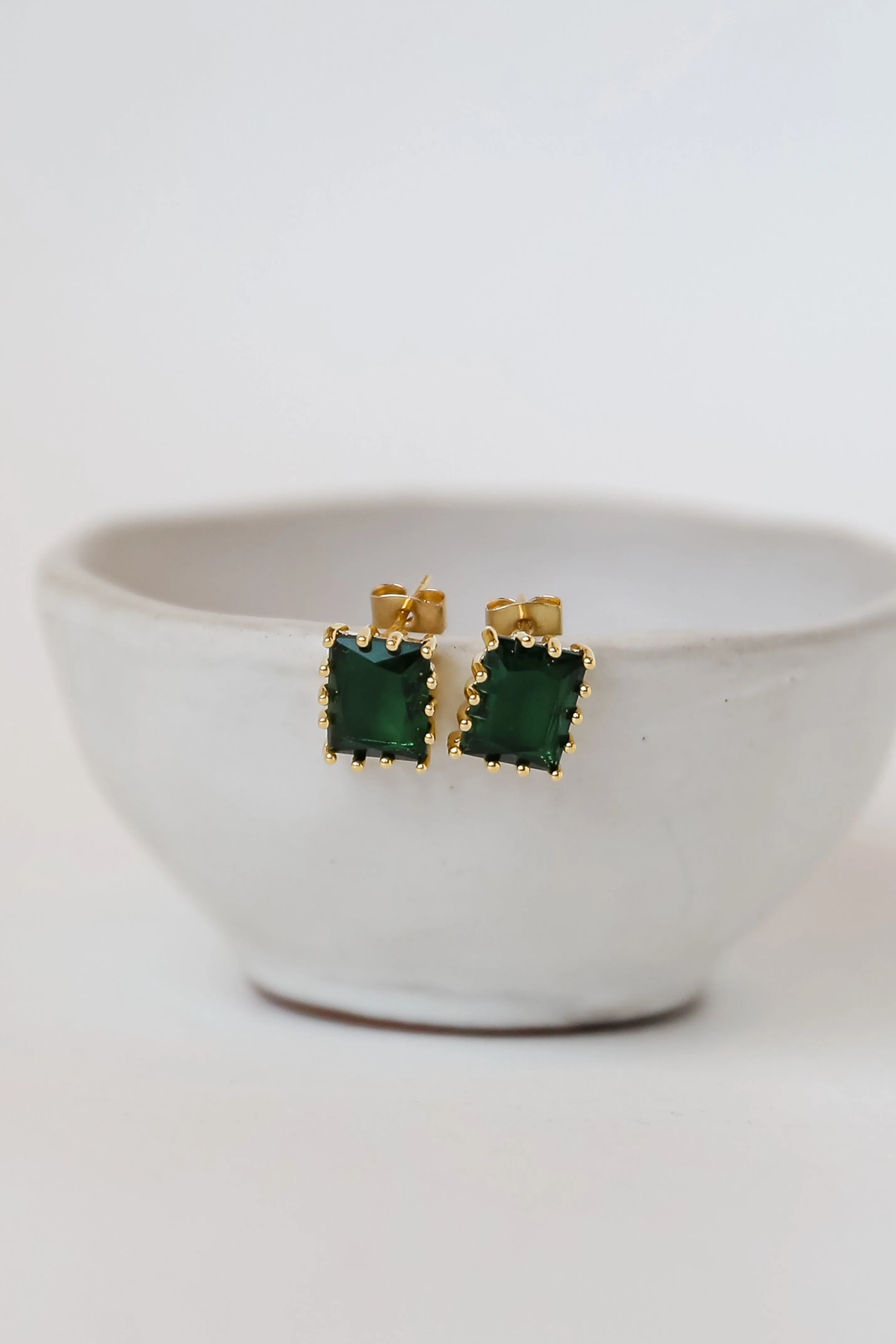 Brielle Hunter Green Gemstone Stud Earrings