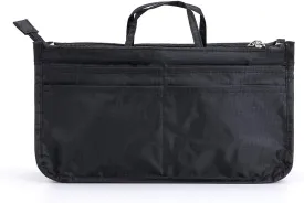 BTSKY Printing Handbag Organizers Inside Purse Insert - High Capacity 13 Pockets Bag Tote Organizer with Handle (Black)