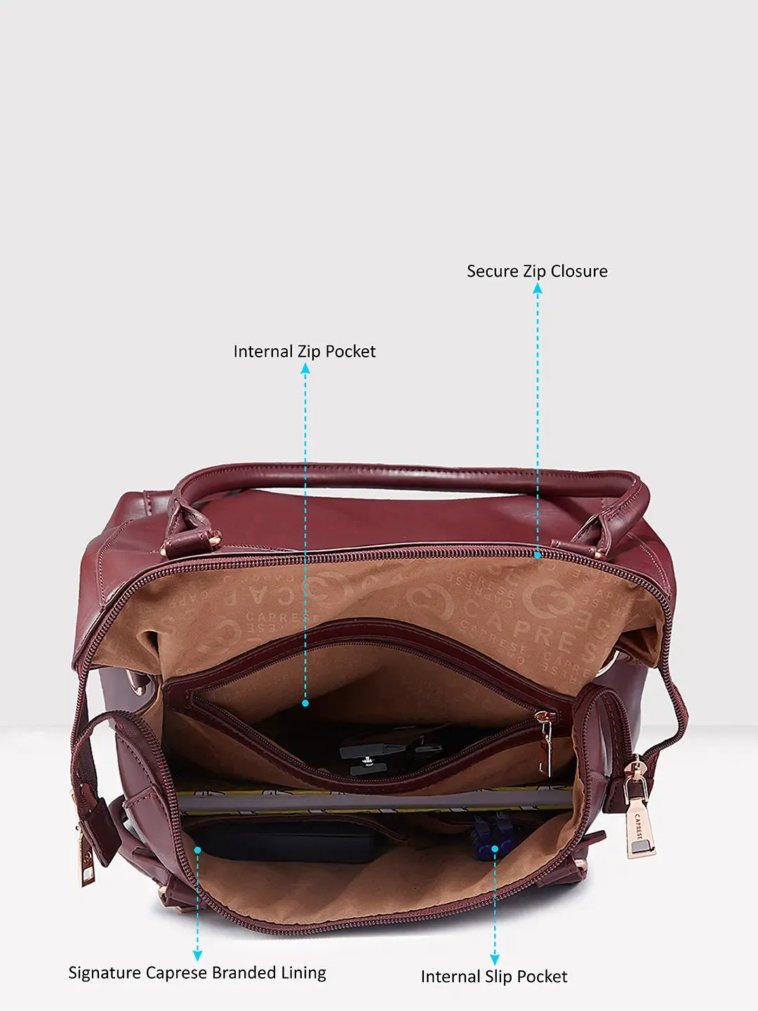 Caprese Gigi Tote Large Bordeaux