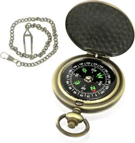 Classic Pocket Style Camping Survival Compass Vintage Brass Compass for Camping, Hiking, Backpacking, Gift for Men, Boys, Scouts, or Graduates