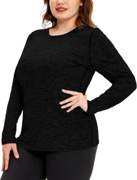 COOTRY Plus Size Thermal Shirts for Women Fleece Lined Crew Neck Tops Long Johns Base Layer Underwear