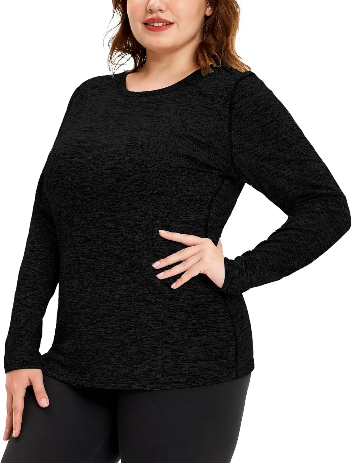 COOTRY Plus Size Thermal Shirts for Women Fleece Lined Crew Neck Tops Long Johns Base Layer Underwear