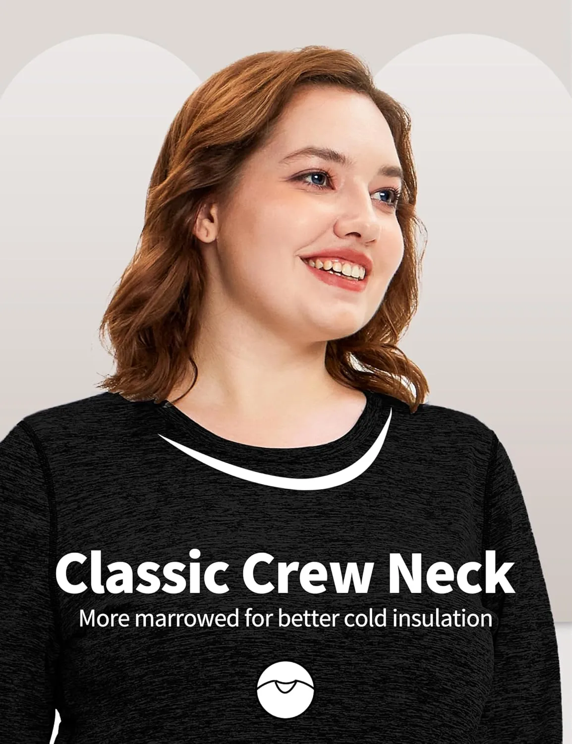 COOTRY Plus Size Thermal Shirts for Women Fleece Lined Crew Neck Tops Long Johns Base Layer Underwear