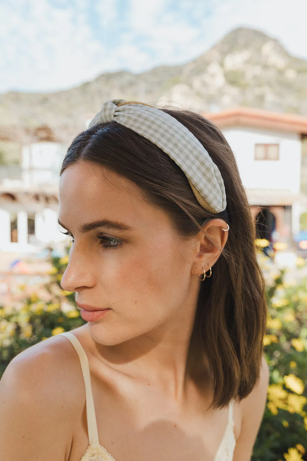 Cutesy Gingham Woven Knot Headband