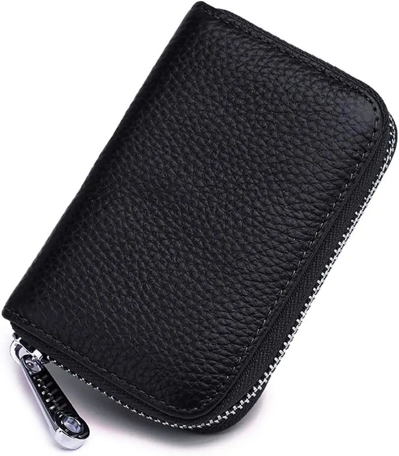 EASTNIGHTS RFID Credit Card Holder Genuine Leather Credit Card Wallet with Zipper