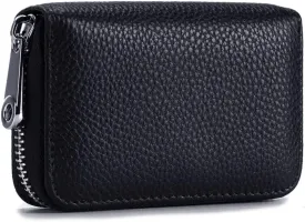 EASTNIGHTS RFID Credit Card Holder Genuine Leather Credit Card Wallet with Zipper