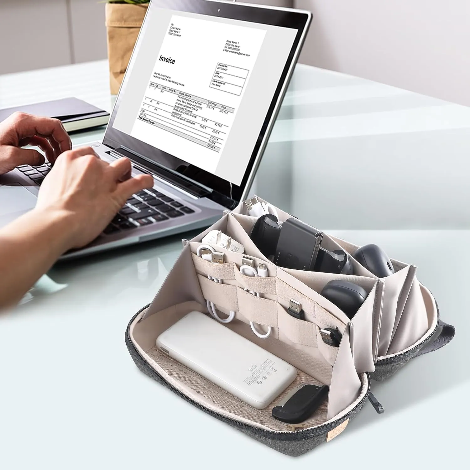 Electronic Organizer Travel Case Bag for Cables, Switch, SD card, Passport and More  Ultimate Protection & Portability Waterproof (Grey)