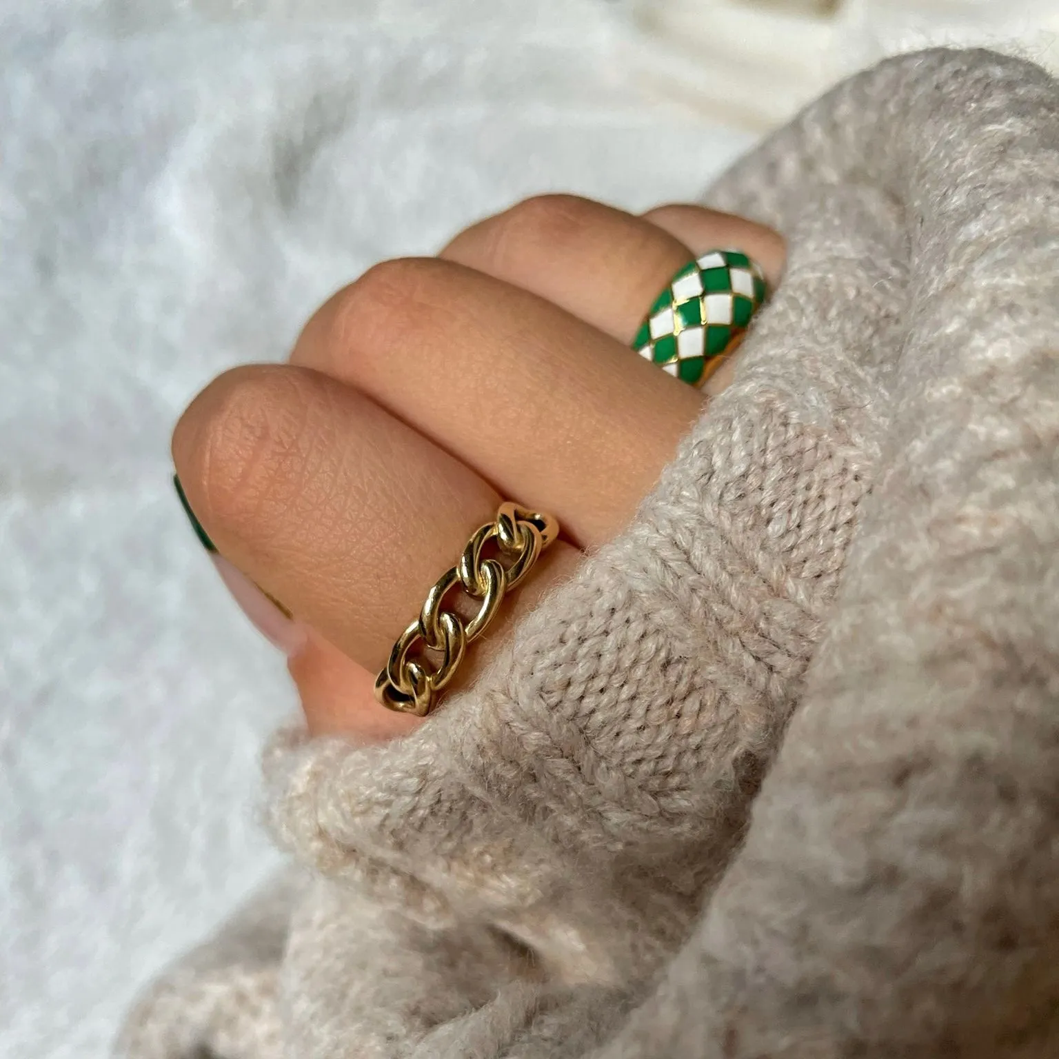Emerald Green Checker Ring