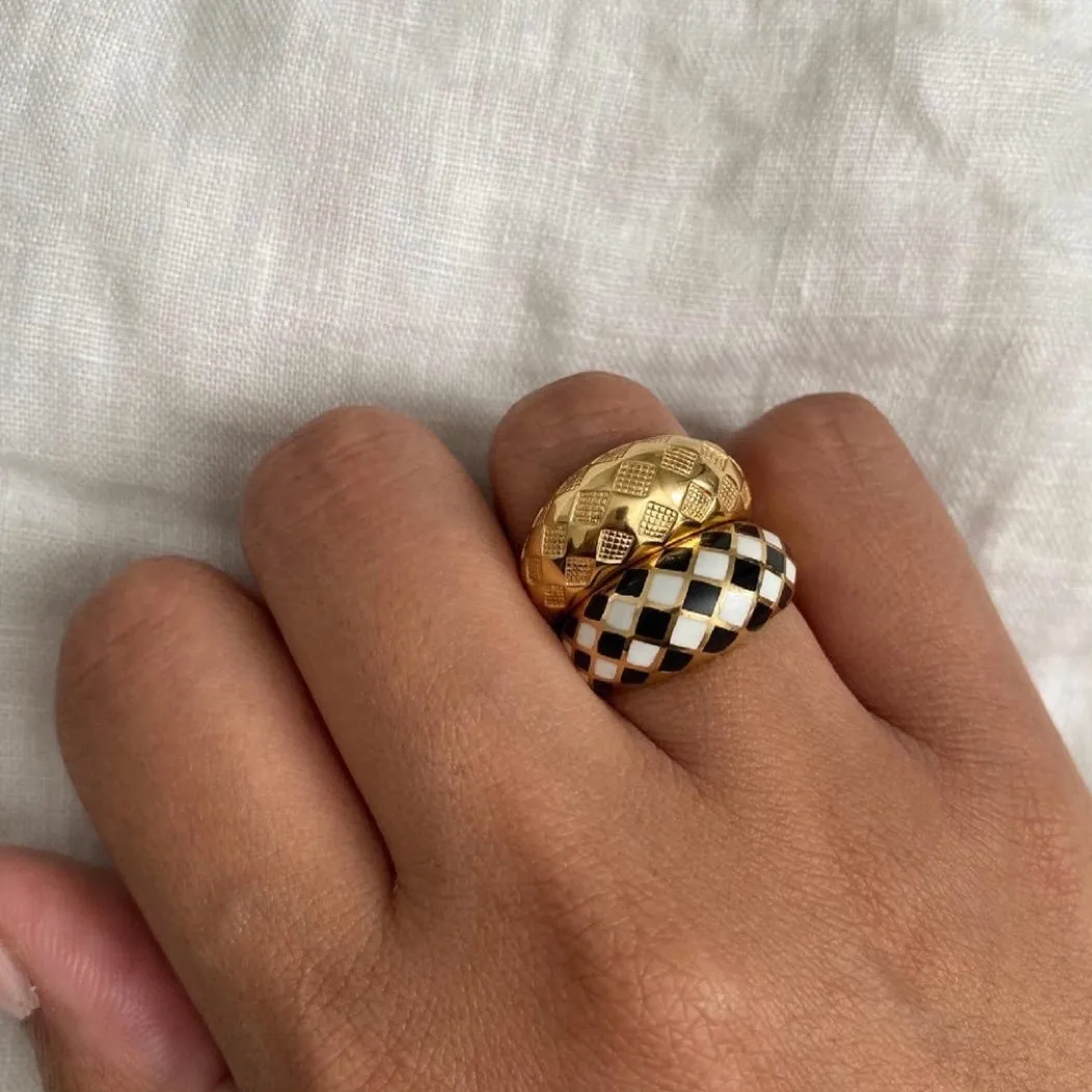 Emerald Green Checker Ring