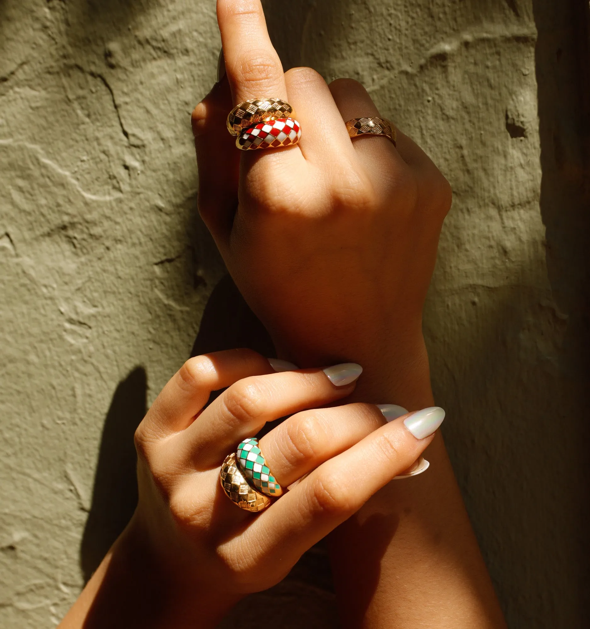 Emerald Green Checker Ring