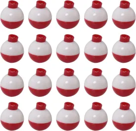Fishing Bobber 20PCS Red and White ABS Plastic Snap-on Fishing Floats Bobber Round Buoy Fishing Tackle Accessories