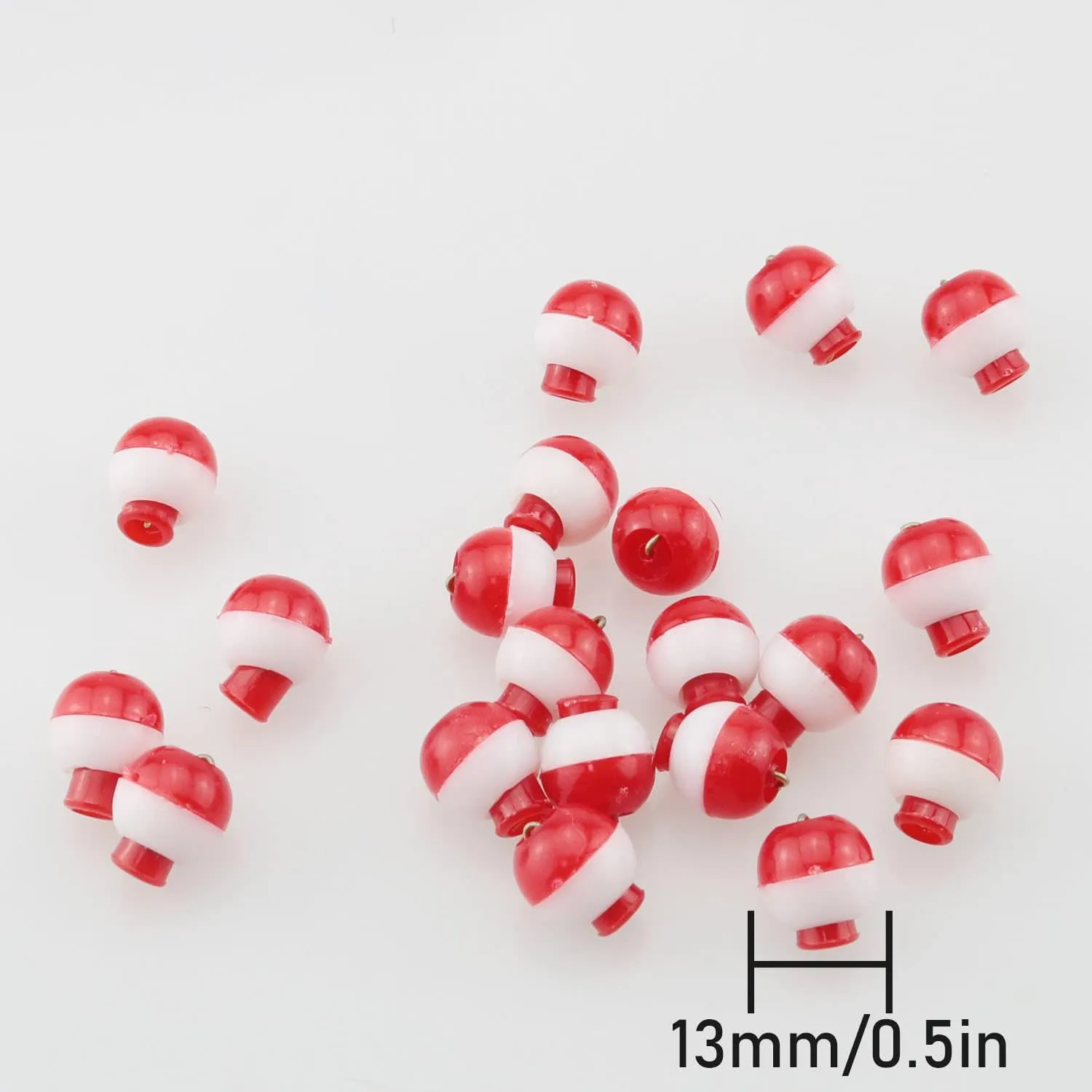 Fishing Bobber 20PCS Red and White ABS Plastic Snap-on Fishing Floats Bobber Round Buoy Fishing Tackle Accessories