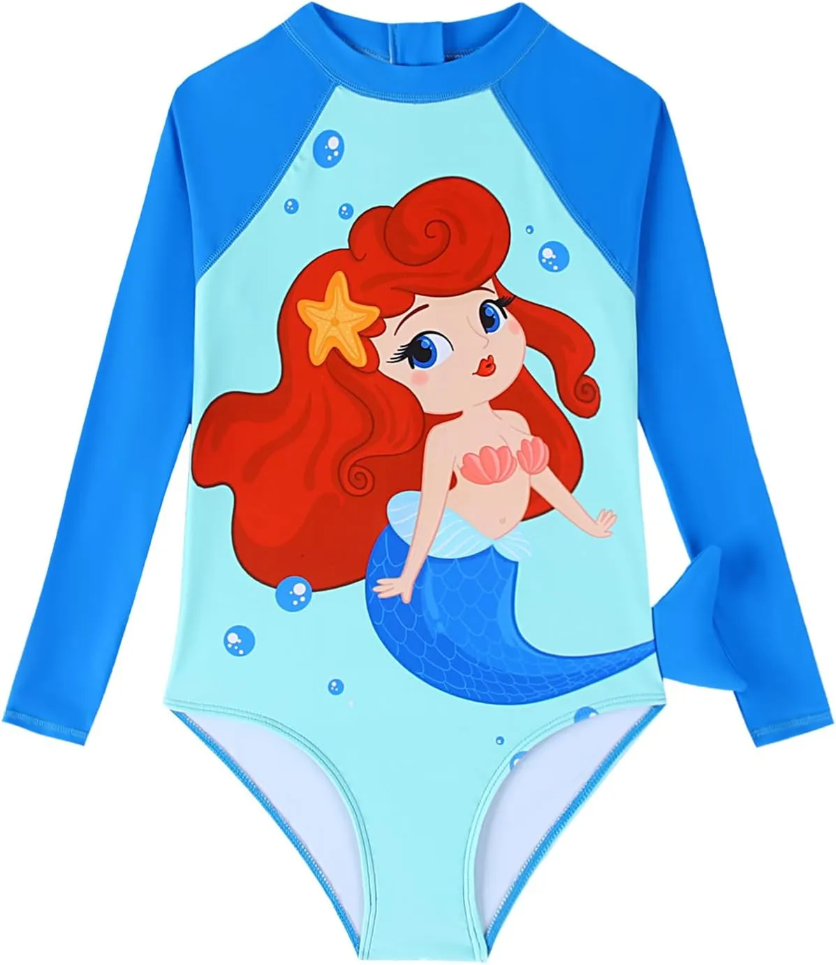 Girls Long Sleeve Rashguard Sets Kids One Piece Swimsuit Bathing Suit UPF 50  UV Zipper Swimwear