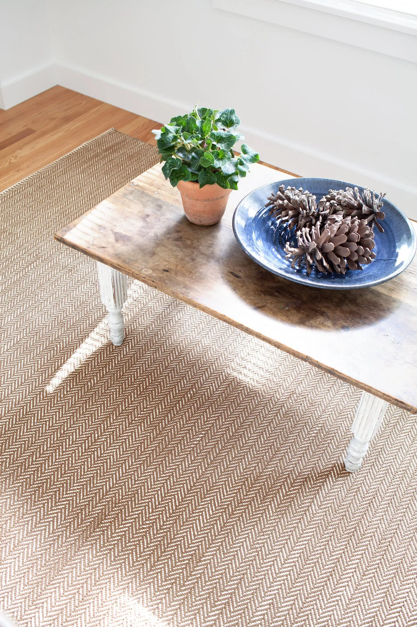 Herringbone Stone Handwoven Cotton Rug Swatch