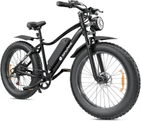 isinwheel M10 Plus Electric Bike for Adults 28mph 1000W Peak Motor, Dual Crown Fork Mountain Ebike 48V 13Ah Removable Battery 75 Miles Range, 7 Speed Shift, 26 x 4.0 Fat Tire Adults Electric Bicycles