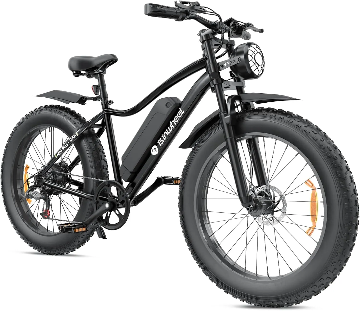 isinwheel M10 Plus Electric Bike for Adults 28mph 1000W Peak Motor, Dual Crown Fork Mountain Ebike 48V 13Ah Removable Battery 75 Miles Range, 7 Speed Shift, 26 x 4.0 Fat Tire Adults Electric Bicycles