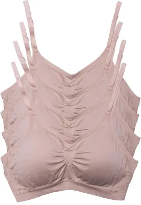 Kalon 4 Pack Womens Nylon Spandex Removable Pads Comfort Cami Bras Wireless
