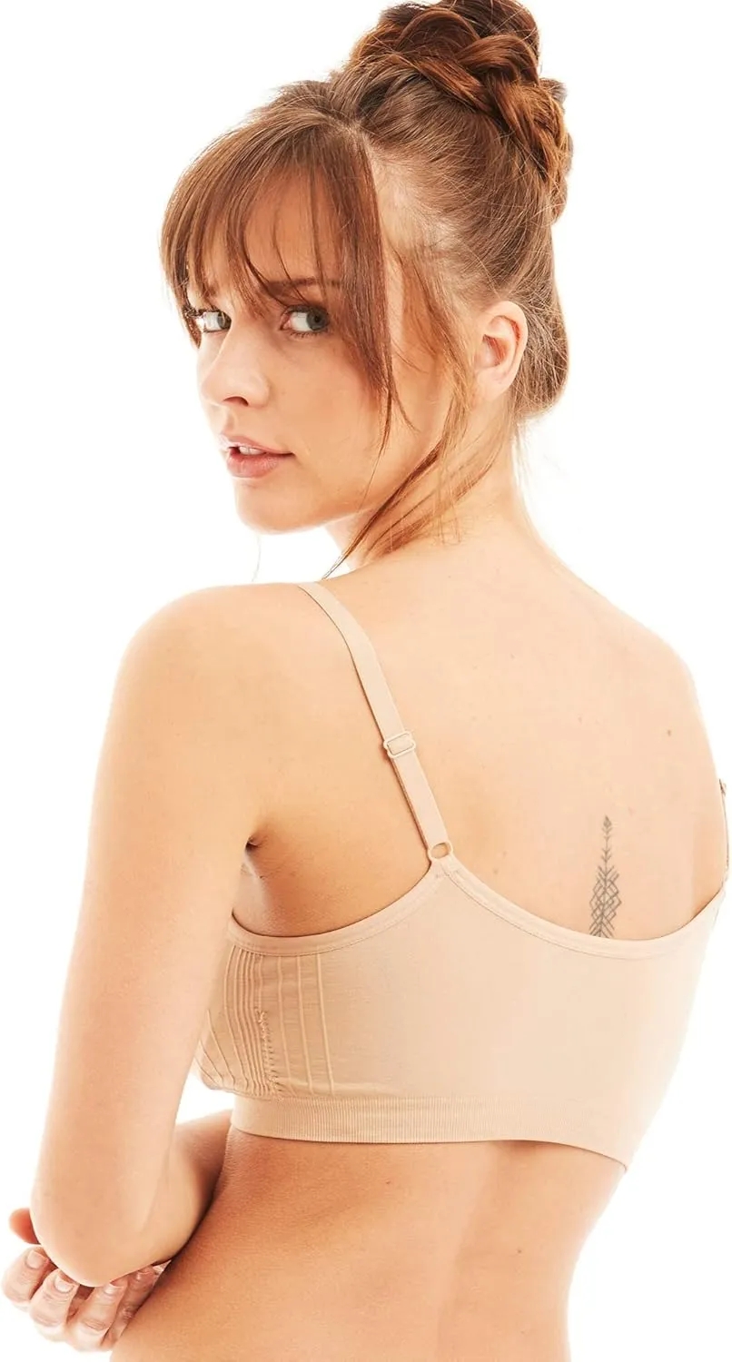 Kalon 4 Pack Womens Nylon Spandex Removable Pads Comfort Cami Bras Wireless