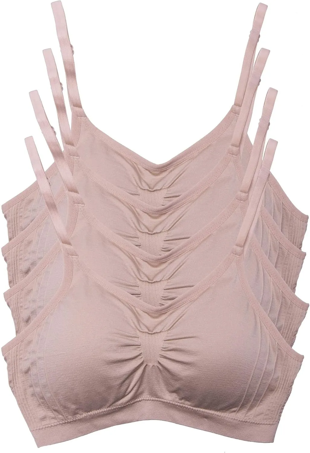 Kalon 4 Pack Womens Nylon Spandex Removable Pads Comfort Cami Bras Wireless