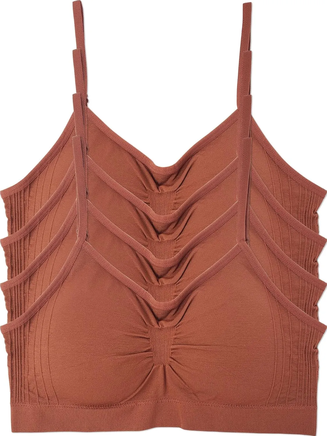 Kalon 4 Pack Womens Nylon Spandex Removable Pads Comfort Cami Bras Wireless