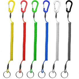Lix&Rix Retractable Safety Coiled Lanyard with Aluminium Alloy Carabiner Clip, Black/Blue/Green/Red/Silver/Yellow