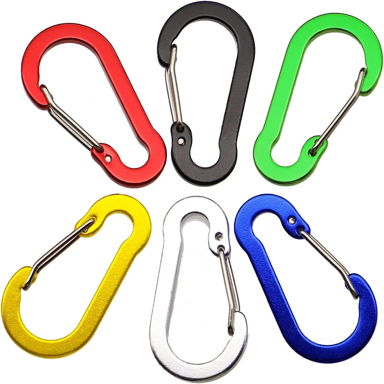 Lix&Rix Retractable Safety Coiled Lanyard with Aluminium Alloy Carabiner Clip, Black/Blue/Green/Red/Silver/Yellow