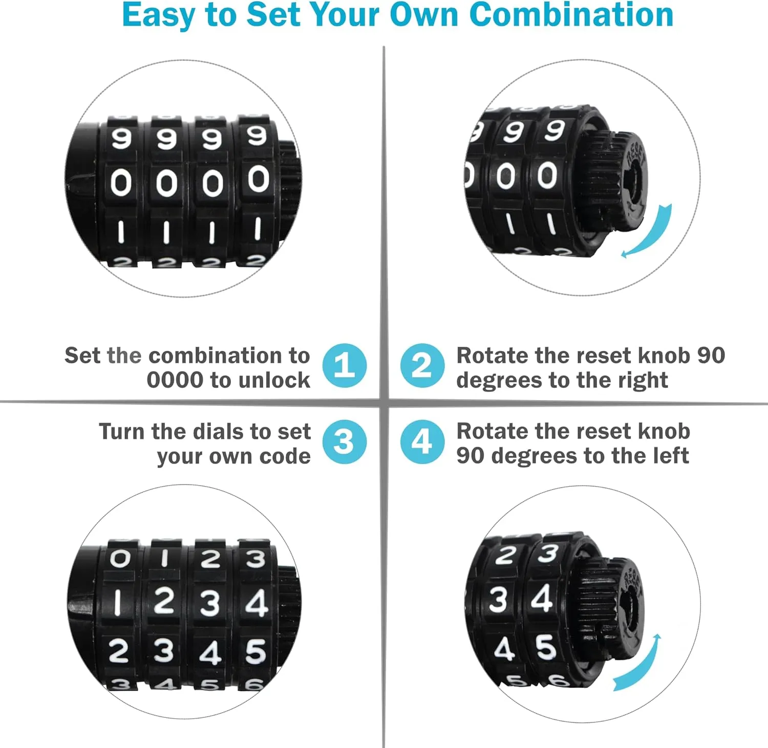 Lumintrail 6ft Heavy Duty Anti Theft Bike Lock Cable - Combination Lock with Mounting Bracket (1 Pack, Blue)