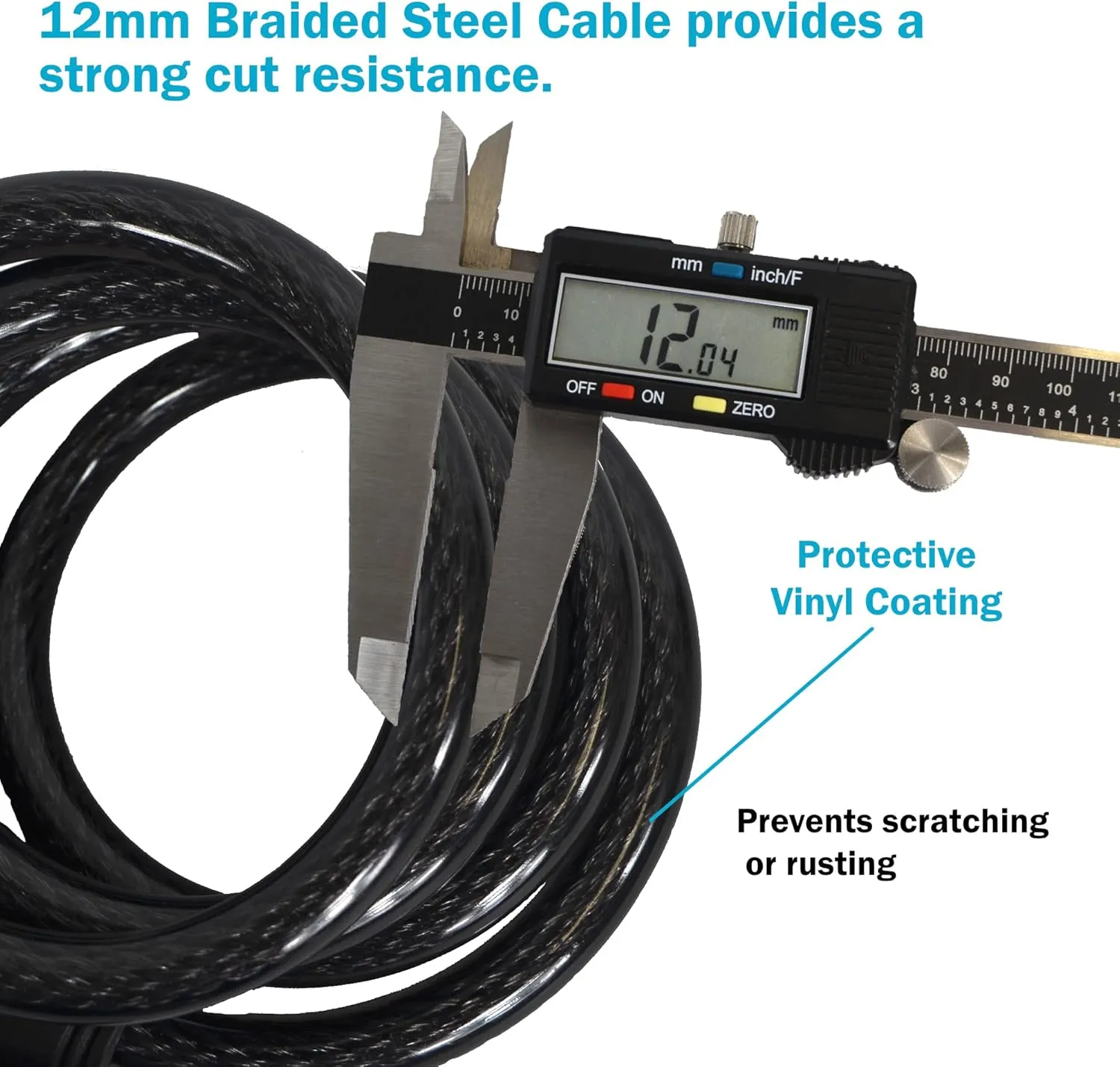 Lumintrail 6ft Heavy Duty Anti Theft Bike Lock Cable - Combination Lock with Mounting Bracket (1 Pack, Blue)