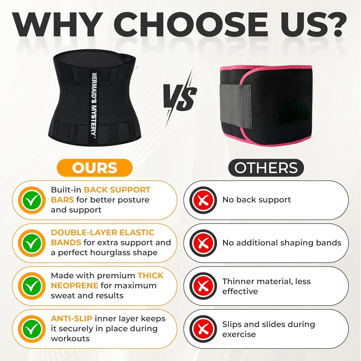 MERMAID'S MYSTERY Waist Trimmer for Women and Men - Sweat Bands for Stomach - Sweat Belt for High-Intensity Training Workouts