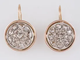 Modern Earrings 1.58 Rose Cut Diamonds in 14k Yellow & White Gold