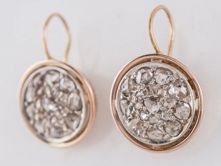Modern Earrings 1.58 Rose Cut Diamonds in 14k Yellow & White Gold