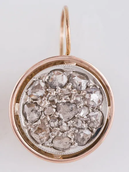 Modern Earrings 1.58 Rose Cut Diamonds in 14k Yellow & White Gold