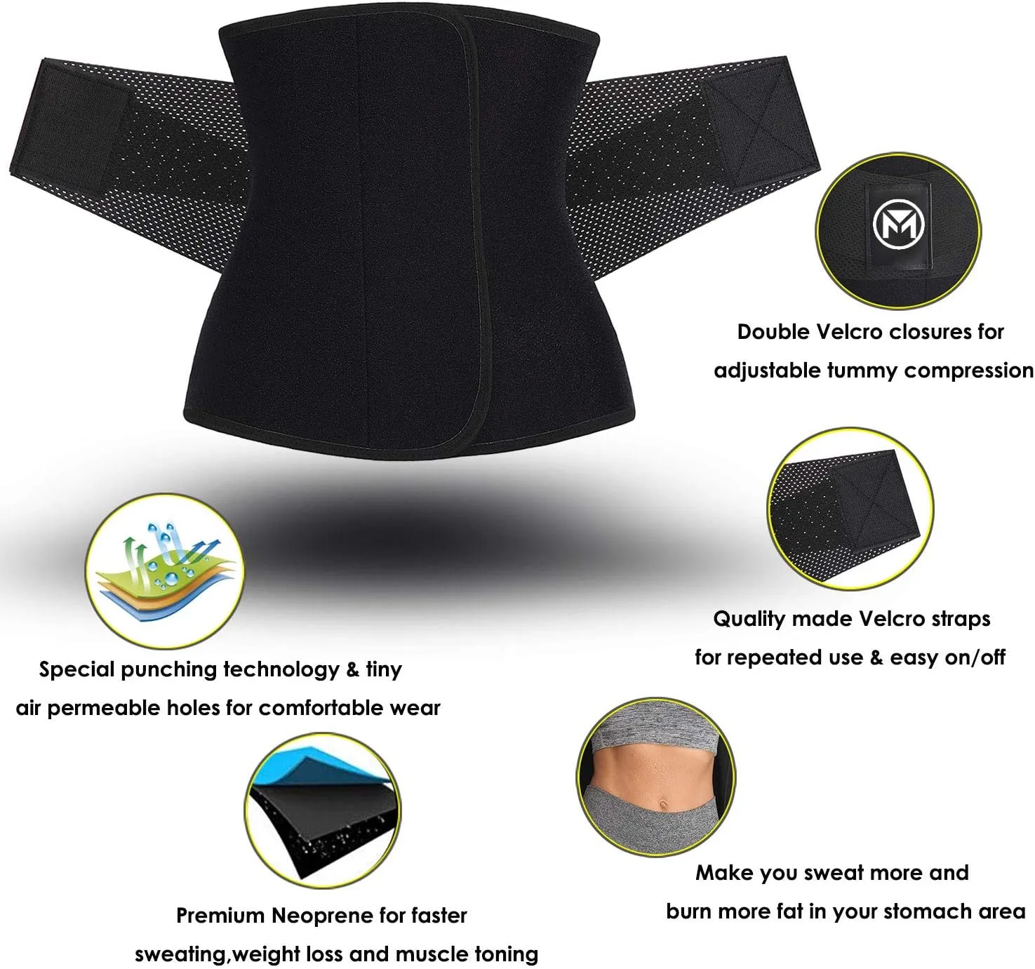 Moolida Waist Trainer Belt for Women or Men Waist Trimmer Workout Fitness Back Support Belts