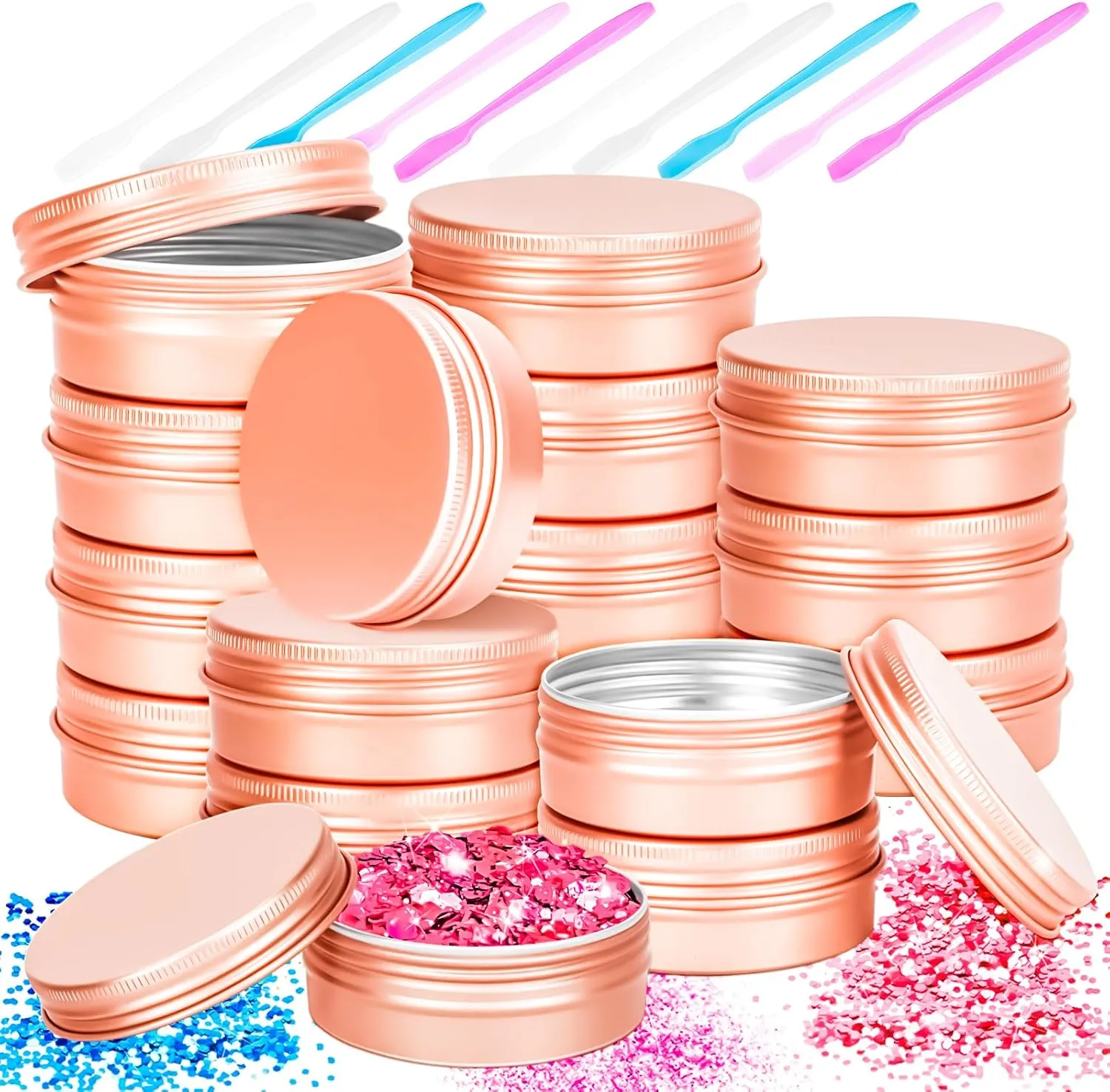 MotBach 16 Pack 2oz Tin Jars, 60ml Metal Tin cans, 2Ounce Aluminum tin can jar Containers with Screw Lid for Lotion Bars, Toiletries, Creams, Samples, Makeup Cosmetic, Spices, Salve, Balms, Beard Balm