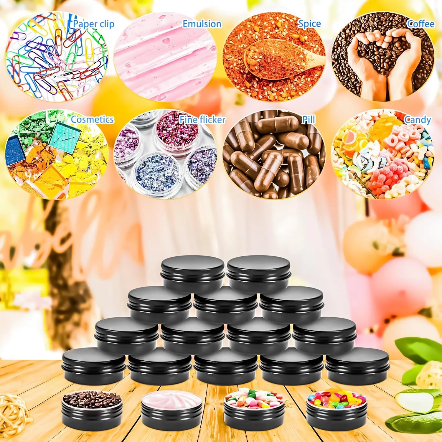 MotBach 16Pack 2oz Tin Jars, 60ml Metal Tin cans, 2Ounce Aluminum tin can jar Containers with Screw Lid for Lotion Bars, Balms, Spices, Salve, Beard Balm, Toiletries, Creams, Samples, Makeup Cosmetic