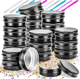 MotBach 16Pack 2oz Tin Jars, 60ml Metal Tin cans, 2Ounce Aluminum tin can jar Containers with Screw Lid for Lotion Bars, Balms, Spices, Salve, Beard Balm, Toiletries, Creams, Samples, Makeup Cosmetic