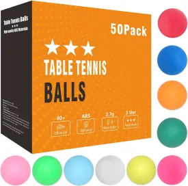 Ping Pong Balls 12 50 or 100 Pack: 3 Star Colored Table Tennis Balls for Outdoor Practice Party Games Cats Toys