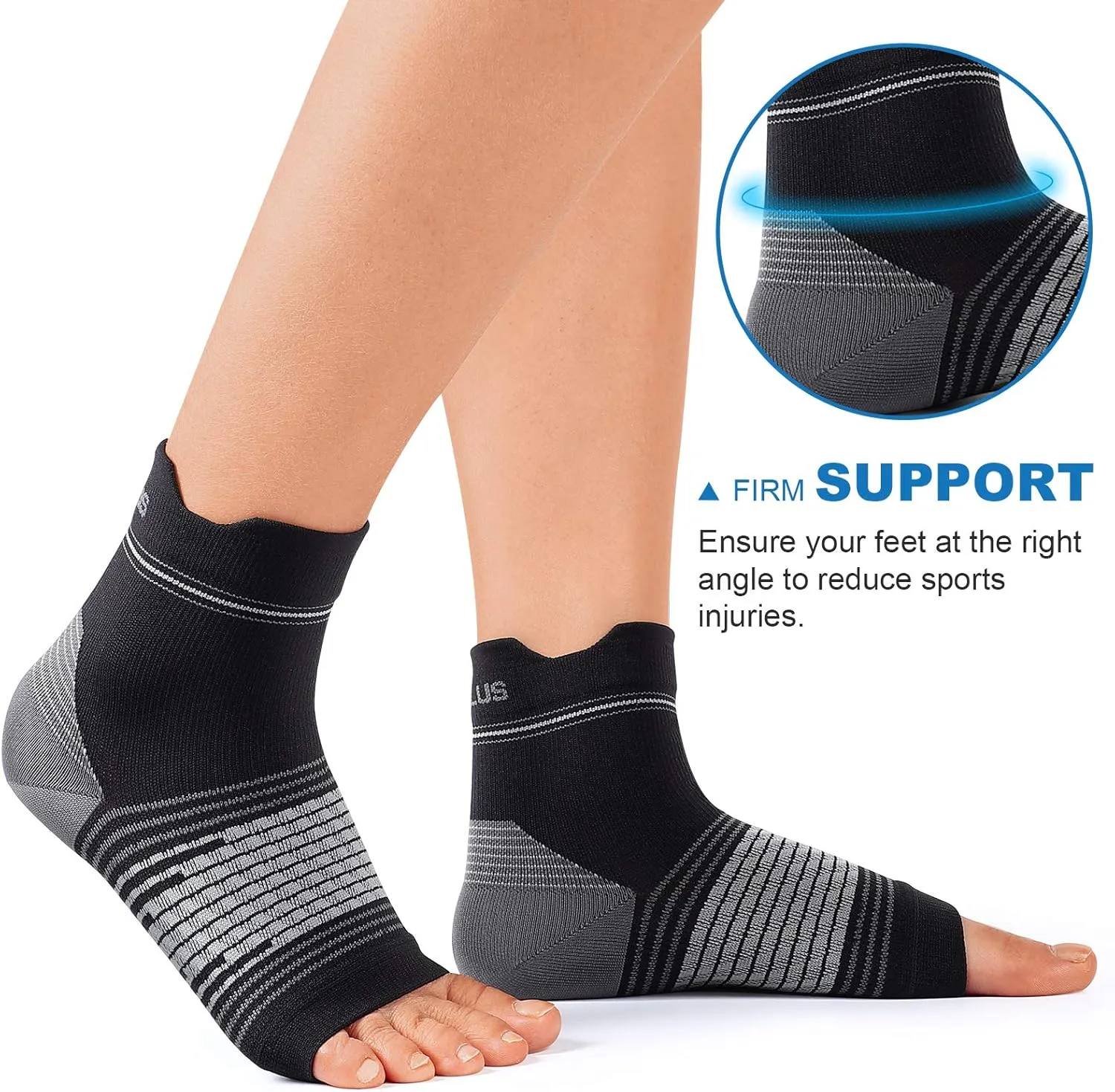 Plantar Fasciitis Sock (6 Pairs) for Men and Women, Compression Foot Sleeves with Arch and Ankle Support (Black, Medium)