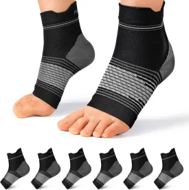 Plantar Fasciitis Sock (6 Pairs) for Men and Women, Compression Foot Sleeves with Arch and Ankle Support (Black, Medium)