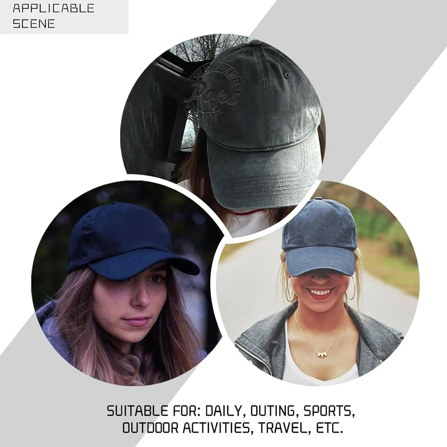 Pops The Man The Myth The Legend Hats Outdoor Cap for Women