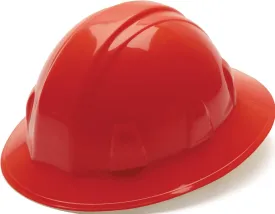 Pyramex Safety SL Series Full Brim Hard Hat, 6-Point Ratchet Suspension, Red, Medium