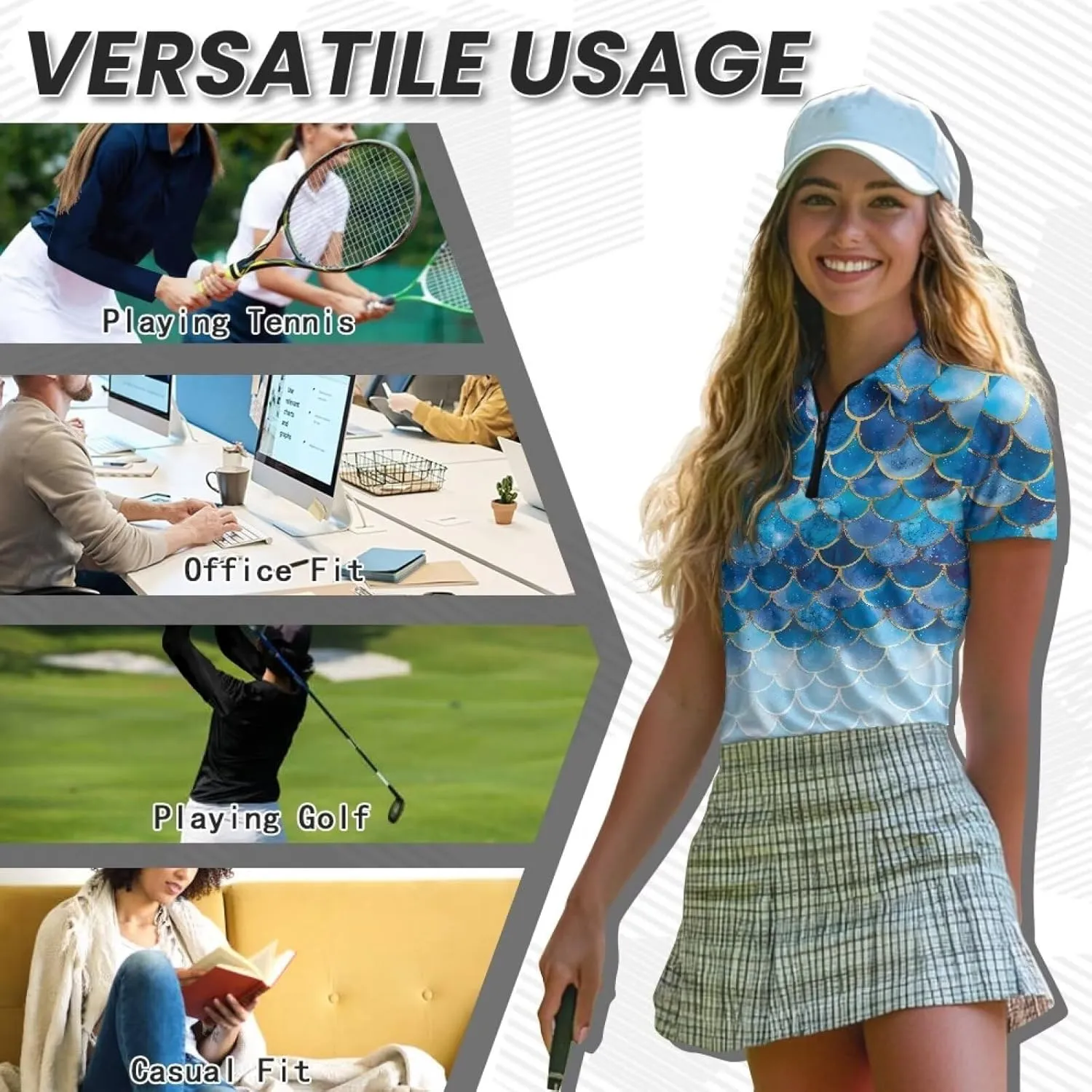Short Sleeve Golf Shirts for Women Lightweight Moisture Wicking Tennis Shirts Women's Athletic Pullover Tops XS-2XL