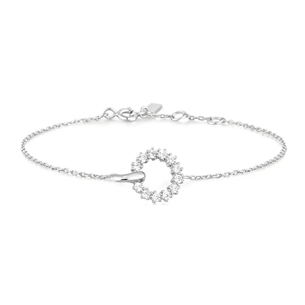 Sterling Silver Cubic Zirconia Interlocking Circle Bracelet by Ania Haie