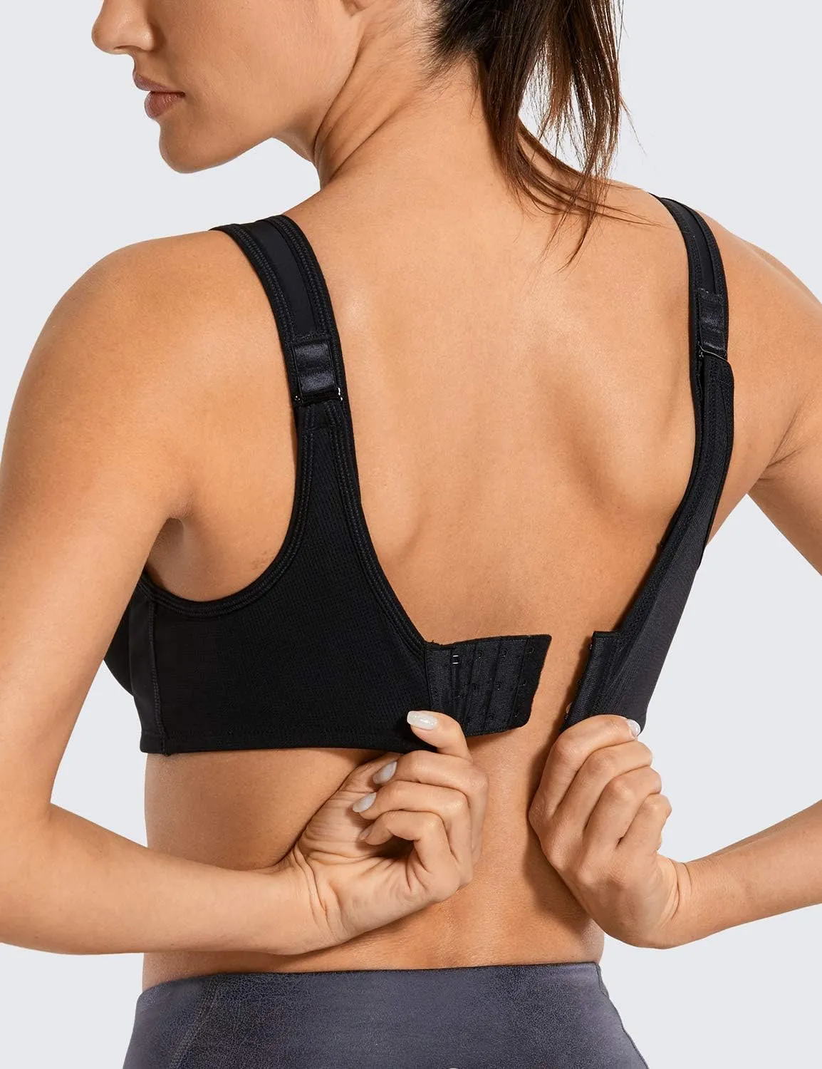 SYROKAN Women's Max Control Underwire Sports Bra High Impact Plus Size with Adjustable Straps Unlined Bra